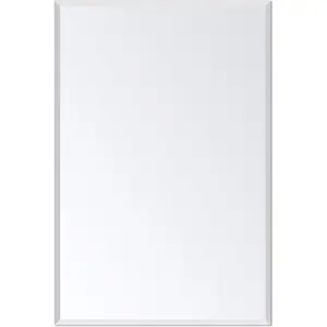 Rectangle Wall Mirror Frameless Mirror 16" x 24" Beveled Edge Mirror for Bathroom Vanity and Entryway