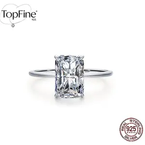 925 Pure Silvery 1.94-2.1g Hypoallergenic Minimalist 1pc Women'S Engagement Promise Ring Shiny White Rectangular Cut Monosynthetic Zirconia Wedding Ring Hand Decoration Jewelry Fashion Simple Bridal Women'S Anniversary Birthday Gift Engagement Ring