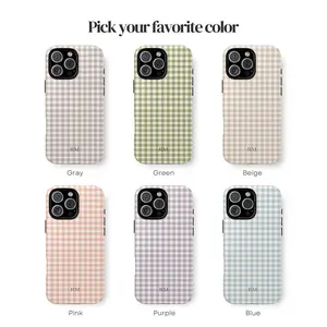 Boho Gingham Personalized Monogram Phone Case Initials Custom Case 2025 HY666 |   Phone Case Compatible with iPhone 17 16 15 14 13 12 11 pro pro max &  S25 S24 S23 S22 S21  Durable Protection Dual Layer Design Glossy