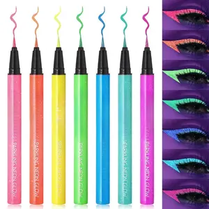 7 Colors Neon Eye Liner: UV Glitter Liquid Eyeliner Pencil - Colorful Waterproof Eyeshadow - Rainbow Smudge-proof Eye Makeup Pen Set For Halloween, Party And Birthday