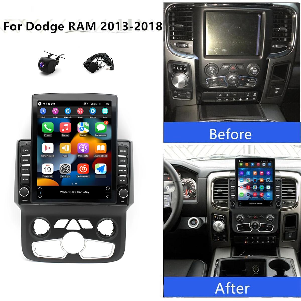 9.7"  Car Touch Radio for Dodge RAM 2013–2018 – with Wireless CarPlay screen /Android Auto + 12LED Backup Camera，with GPS, Bluetooth, DSP, FM Stereo