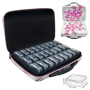Diamond Painting Tool Storage Bag, 27-Grid Large Capacity Portable Suitcase, Butterfly Print Design, DIY Beading/Nail Art Rhinestone/Miyuki Bead Sorting Organizer, Travel Business Trip Essential