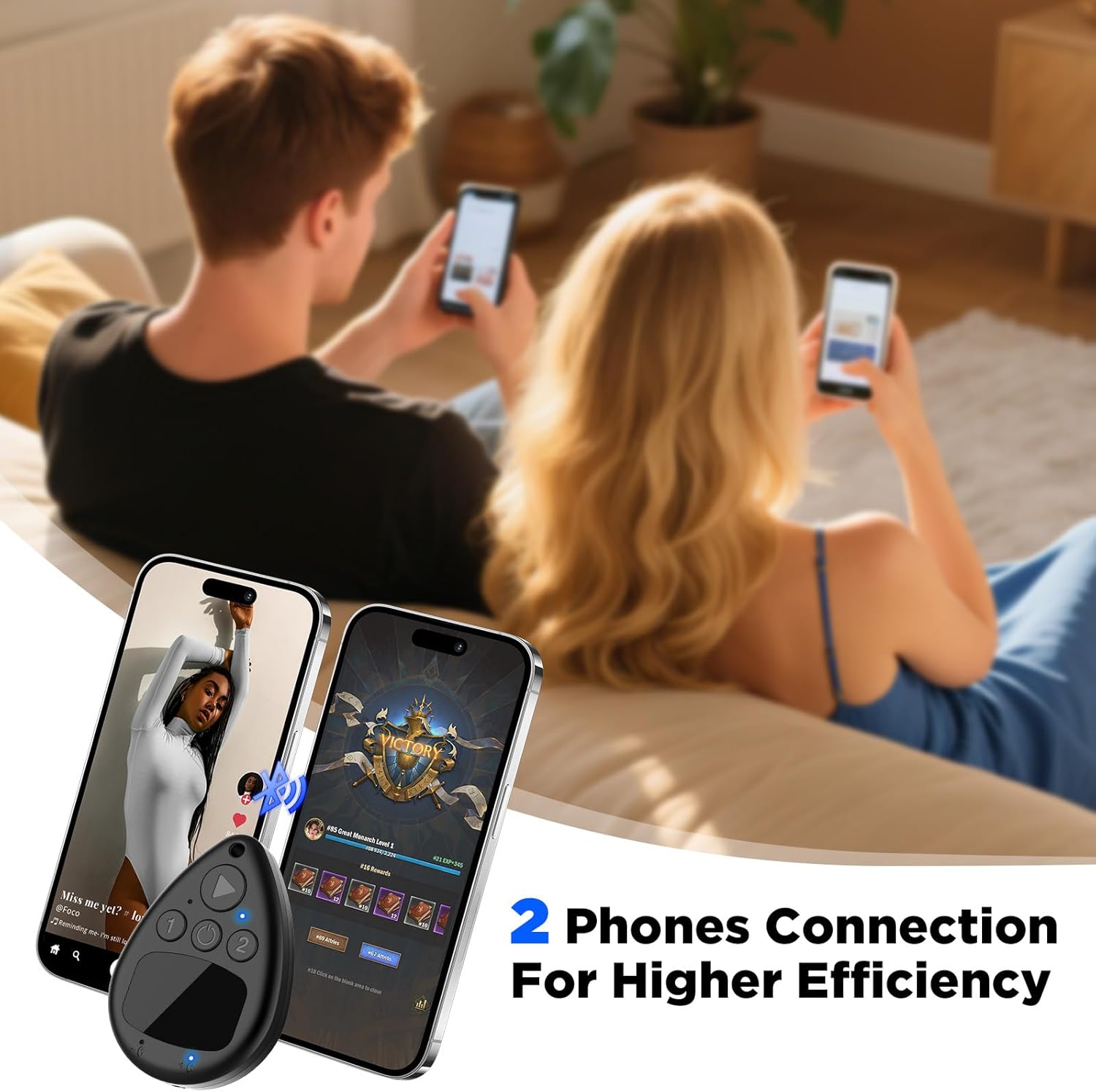 Wireless Bluetooth Auto Clicker for TikTok Live, Rechargeable Smart Tapper, Auto Follow & Like Tool