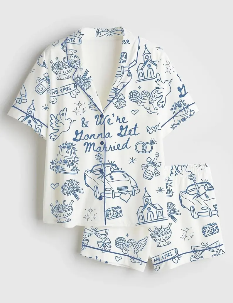 Going To The Chapel Pajama Set, We're Gonna Get Married Silk Pjs, Wedding Day Luxury Sleepwear, Bridal Party Gift, Bride Loungewear #Pajamas