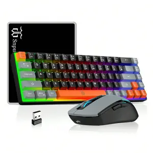Compact 60% 2.4G Wireless Gaming Keyboard & Mouse Set, Rainbow Backlit Rechargeable Mechanical Feel Keyboard, Anti-Ghosting Ergonomic Combo, Portable Kit for PC/Laptop, Perfect for Office & Gaming, Great Xmas New Year Gift