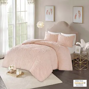 3 Piece Comforter Bohemian Tufted Cotton Chenille, Medallion Shabby Chic All Season Down Alternative Bed Set with Matching Shams, Laetitia