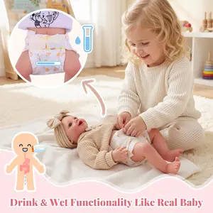 BABESIDE Drink & Wet Reborn Baby Doll Girl - 17 Inch Lifelike Newborn Realistic Doll with Soft Vinyl Full Body, Can Drink Water & Pee, Real Life for Kids Ages 3+