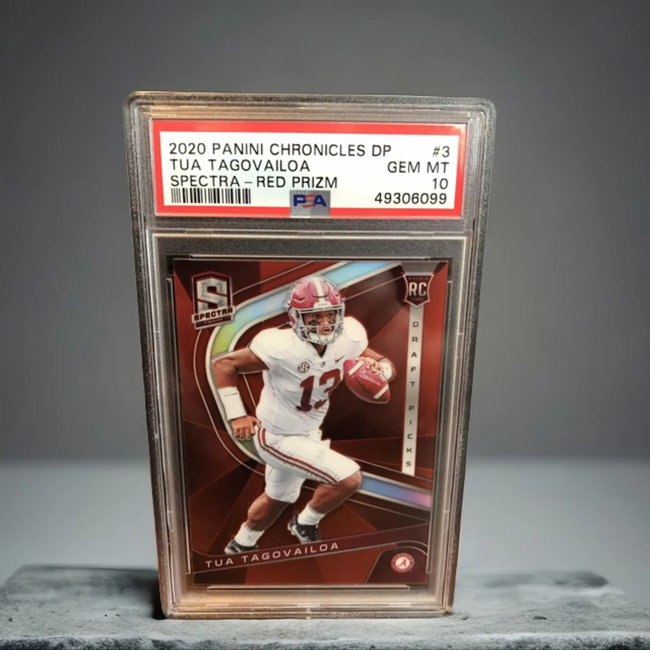 Tua Tagovailoa PSA 2020 Panini Chronicles Draft Picks Spectra RED Prizm RC 3 10