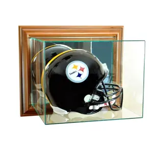 Perfect Cases  Wall Mounted Football Helmet Display Case- Walnut
