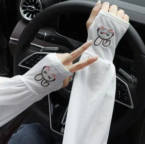 2-Pairs Sunscreen ice sleeves for women, breathable bunny ice sleeves, lightweight and loose for travel, ice silk sleeves for driving, and sunscreen sleeves