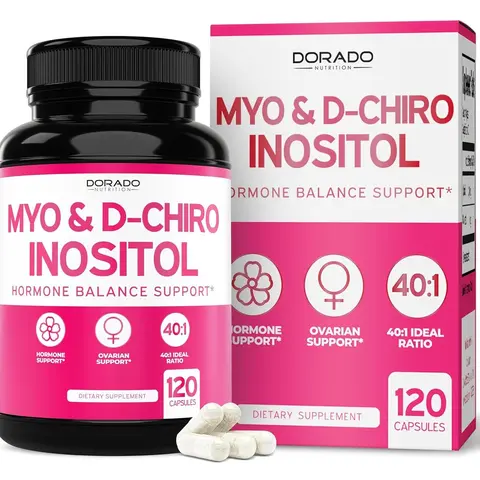 Myo-Inositol & D-Chiro Inositol Supplement - 120 Capsules (2050mg Per Serving, 40:1 Ratio) for Hormone Balance & Ovarian Health - INOSITOL SUPPLEMENT Natural