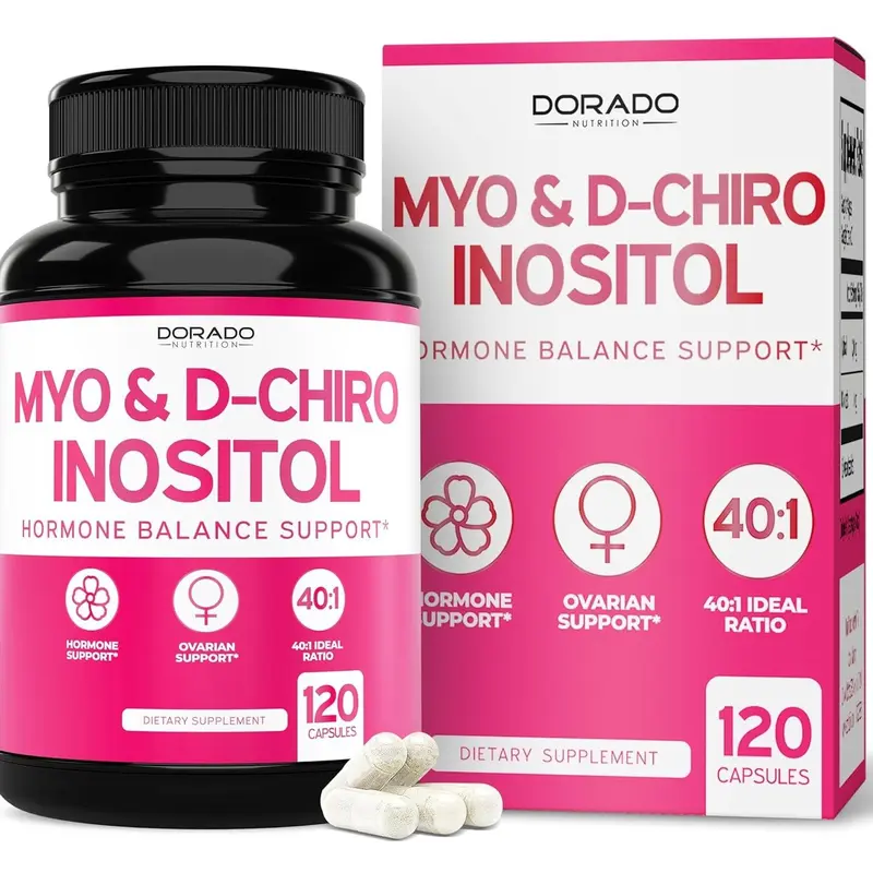 Myo-Inositol & D-Chiro Inositol Supplement - 120 Capsules (2050mg Per Serving, 40:1 Ratio) for Hormone Balance & Ovarian Health - INOSITOL SUPPLEMENT Natural