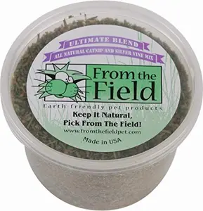 from The Field | Ultimate Blend Catnip & Silver Vine | Premium USA-Grown Catnip for Toys & Playtime | Fresh, Potent, Non-Toxic, Eco-Friendly | Safe for Kittens & Cats | Resealable 2 Oz Tub