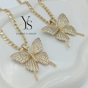 Yordy Varied Chains with Butterflies 14k Gold Plated Elegant and Diverse Styles for Women High Quality Design 18 20 Inches Versatile Lengths