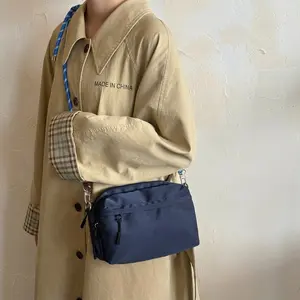 1pc Japanese Style Oxford Nylon Square Bag | New Lightweight Casual Crossbody Bag | Klein Blue Woven Strap Multi-Pocket Camera Purse for Work Shopping Travel Daily Use