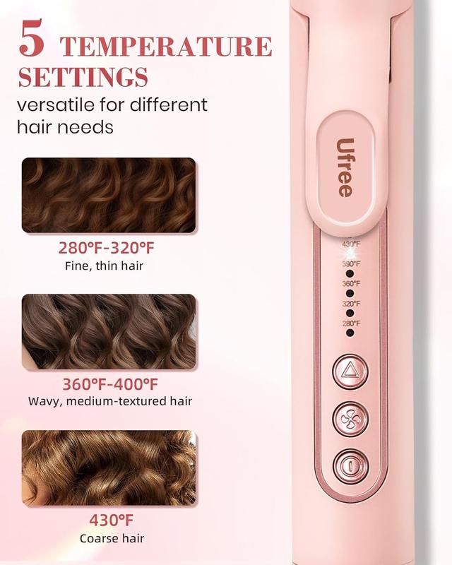 360°Airflow Styler, 1 1/2 inch Curling Wand & Hair Straightener 2 in 1 with Ionic Cool Air to Lock in Style, Titanium Flat Iron Curler in One with Dual Voltage