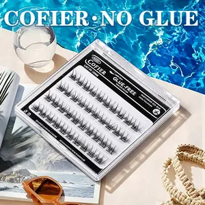 COFIER Self-Adhesive Lash Clusters, 40 Pcs No-Glue C Curl False Eyelashes, Lightweight, Hypoallergenic & Beginner-Friendly, 10-12mm