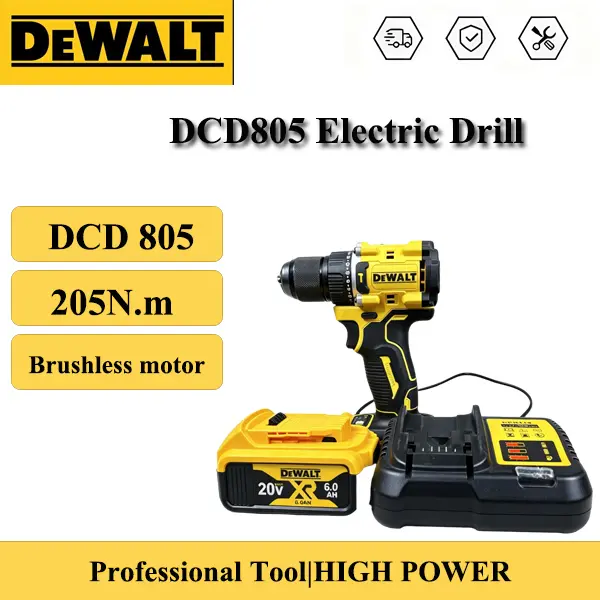 DEWALT DCD805 20V System Heavy-Duty Hammer Drill - 3 Modes Bare Tool & Accessory Combo for Contractors, Wood/Metal/Stone Drilling, Screwdriving, Construction Repairs, Reinforced Shell, Bearing Structure, Soft Grip  Bluetooth modern    Lift Kit