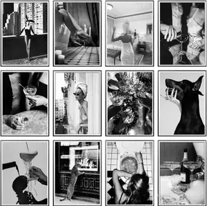 [Sale off up to 65%][Free Ship] Disco Party Champagne Goblet Bathroom Wall Art Black And White Poster Canvas Paintings Wall Art Pictures Home Decor