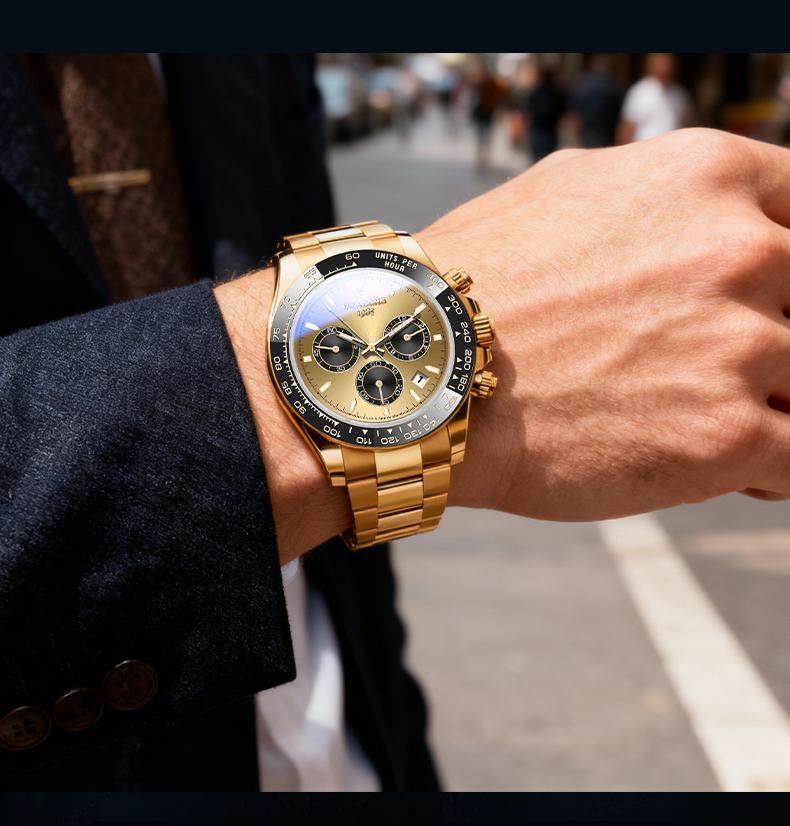 【Jumpstart sale】Men's  Luxury Dress Watch Business Fashion VALENTINE'S DAY GIFT  Quartz Watch Multifunctional wristwatch Chronograph QuartzMovement Luminous Date WaterResistant Boss Wristwatch for Party DailyWear Birthday Gift with Box