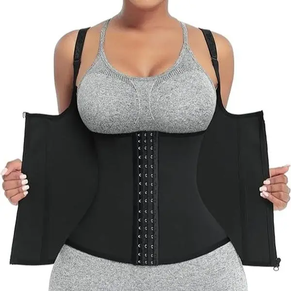 FeelinGirl Women Corset Vest Cincher Trimmer Sport Girdle with Steel Bones Workout Shapewear with Adjustable Shoulder Strap Trainer Waist Trainer