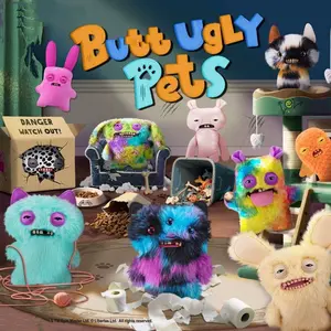 Fuggler Butt Ugly Pets Plush Toy (9.3 Inch) - Funny Ugly-Cute Stuffed Animal in Pet House Box, Quirky Dalmatian/Cat Room Decor, Gag Gift for Pet Lovers, Dog Moms & Toy Collectors
