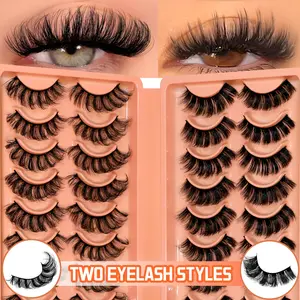 GROINNEYA 20 Pairs Bouffant Dramatic Faux Mink Eyelashes Russian Strip Lashes Soft Lightweight False Eyelashes Luxurious Wispy Eye Lashes Glam Volume Lashes Mixed Styles Fake Lashes D Curl Lashes Versatile Stylish Eyelashes,Suitable For Any Occasion