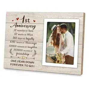 1 Year Anniversary Picture Frame, 1st Anniversary Weddding Gifts for Boyfriend Girlfriend, One Year Anniversary 1 Year Anniversary Wedding Frame, 4x6 Inch Photo