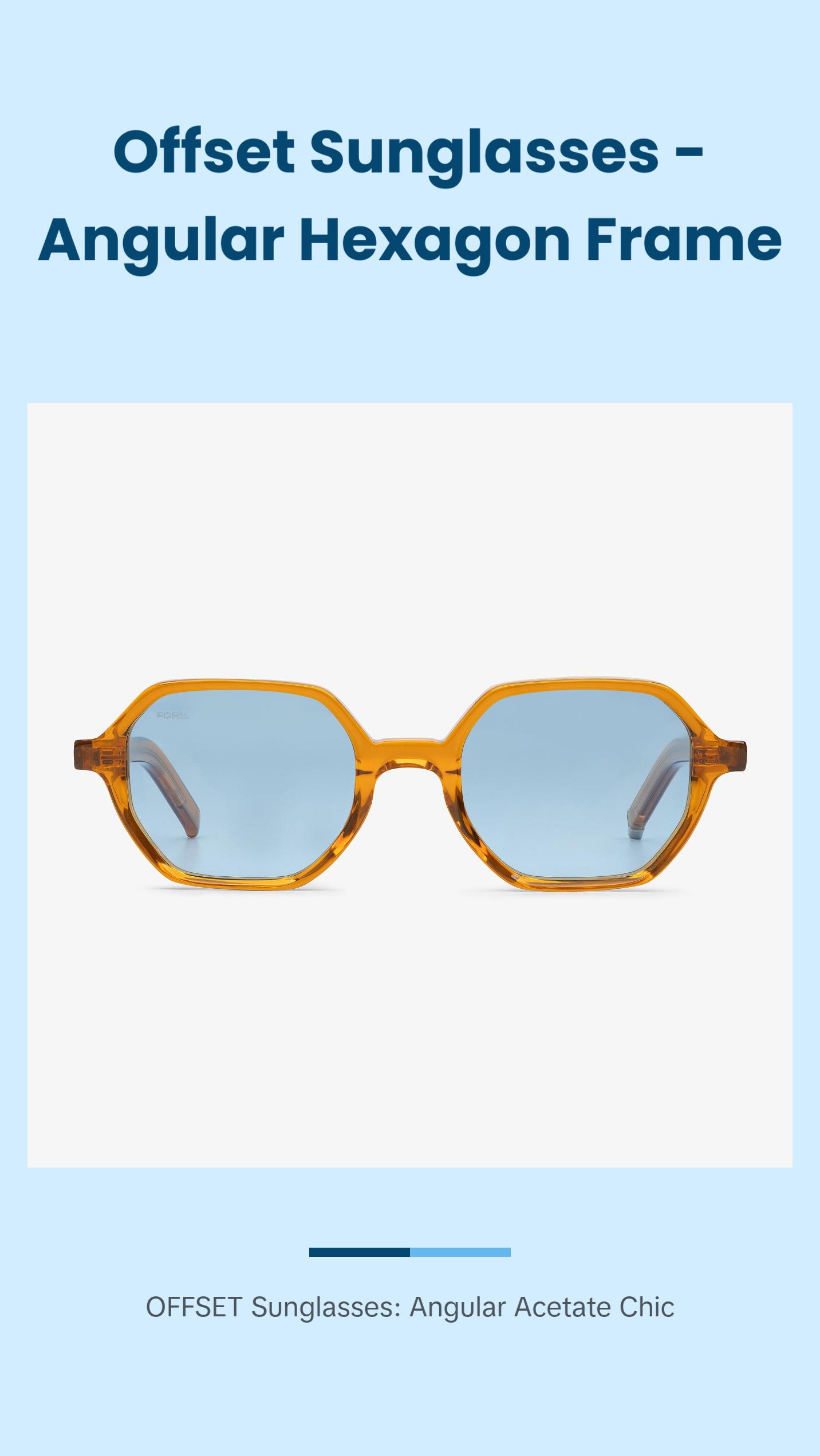 OFFSET Sunglasses - Structured Cool Angular Hexagon Silhouette Acetate Frame Unisex Fashion Accessory for Everyday Wear