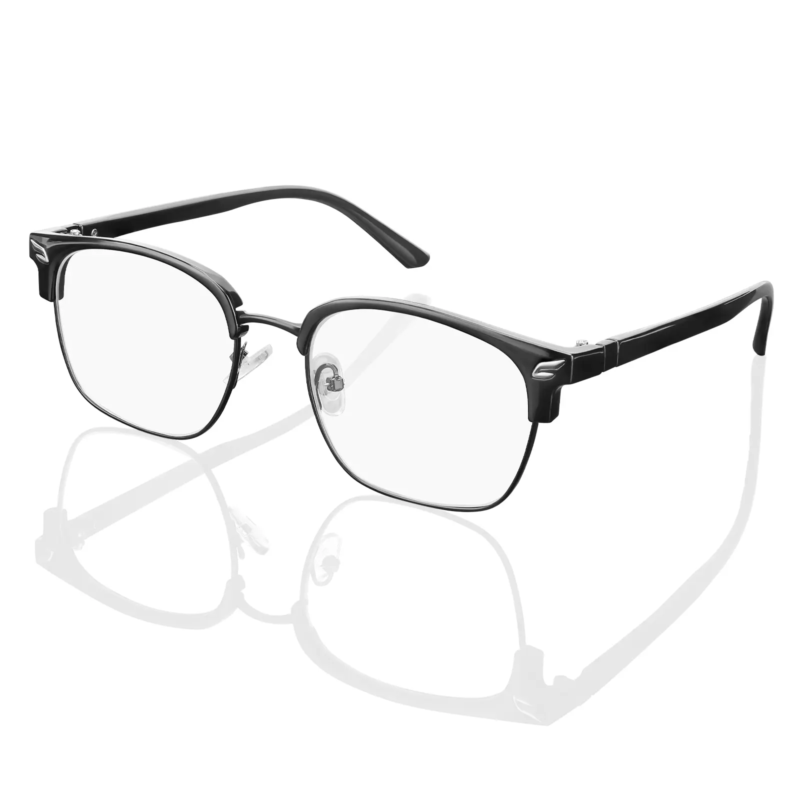 2026 New Unisex Style Minimalist Metal Frame Stylish Eyewear - Semi Rimless Trendy Square Frames, Blue Light Filter Anti-Glare Eye Strain Relief Computer Glasses for Work & Study, Lightweight Daily Wear Birthday Gift