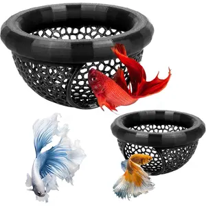 2 count Floating Betta Hammock & Shrimp Shelter  Printed Aquarium Decor Floating Betta  with Feeding Ring Multi-Functional Hammock Safe Resting Spot for Betta Fish, Shrimp and Small Fish