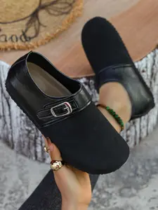 Women's Thick Sole Boken Half Slippers, Winter Half Slippers, Classic Design, Comfortable and Stylish, Perfect for Outdoor Activities, Slipper Shoes