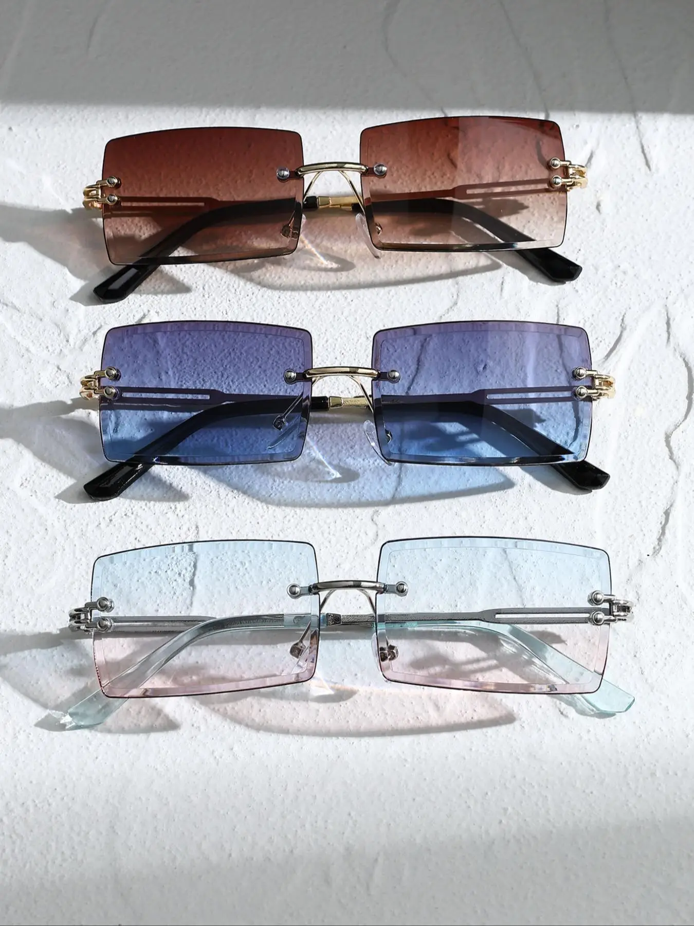 Summer Frameless Rich Girl Sunglasses, New Personality Travel Essentials, Lightweight & Durable Sunglasses for Men, Outdoor Sun Protection Glasses