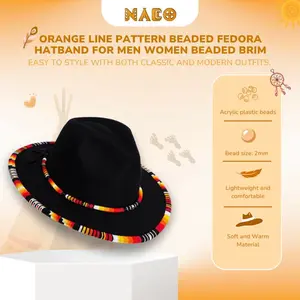 Orange Line Fedora Hatband | Beaded Brim | Native American Inspired Hat