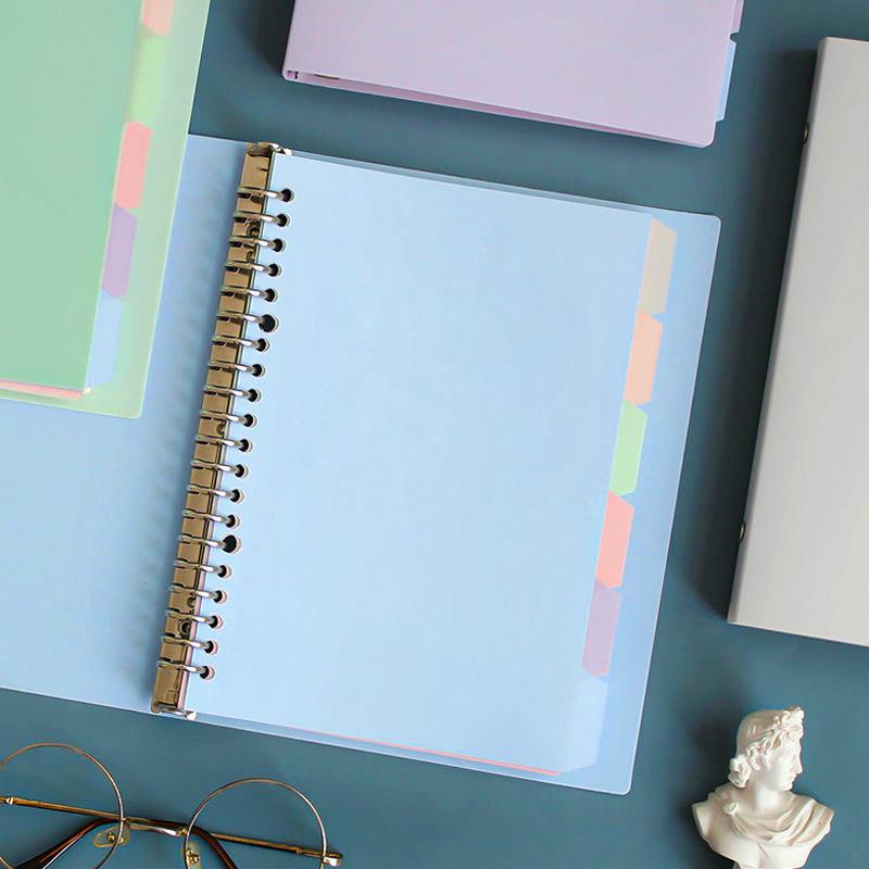 B5 (26 holes) A5 (20 holes) soft pastel color binder notebook refillable with pastel index divider Loose-Leaf Notebook Waterproof Cover 20 Sheets Paper Removable Detachable Journal Notebook birthday gift Christmas present Father's Day