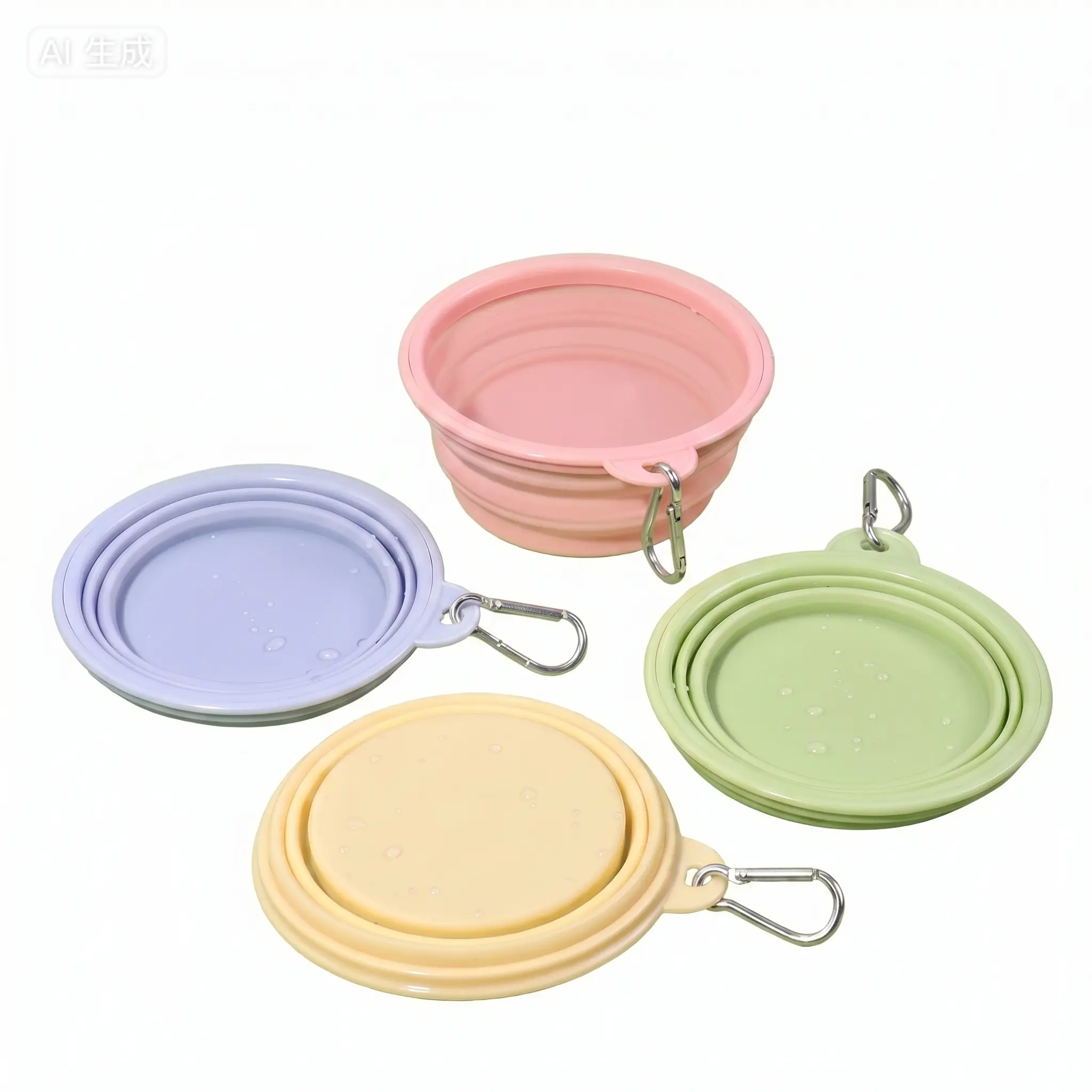 dog bowl platter (Random Color)Collapsible Dog Bowl, Portable Foldable Pet Travel Bowl for Water & Food, Lightweight Leakproof for Walking, Hiking & Camping