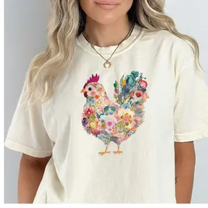Comfort Colors Wildflower Chicken T-Shirt, Cottagecore Shirt, ladies Chicken Lover Tee ,chicken Mom , Mothers Day Gift Shirt, Farmer Gift