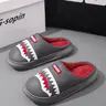 Men's Shark Winter Cotton Slippers, Thick Sole Warm Indoor Home Shoes, Funny Design, Couples' Cozy Footwear, Comfortable House Slides, Fashionable Slippers, Thick Bottom Slippers