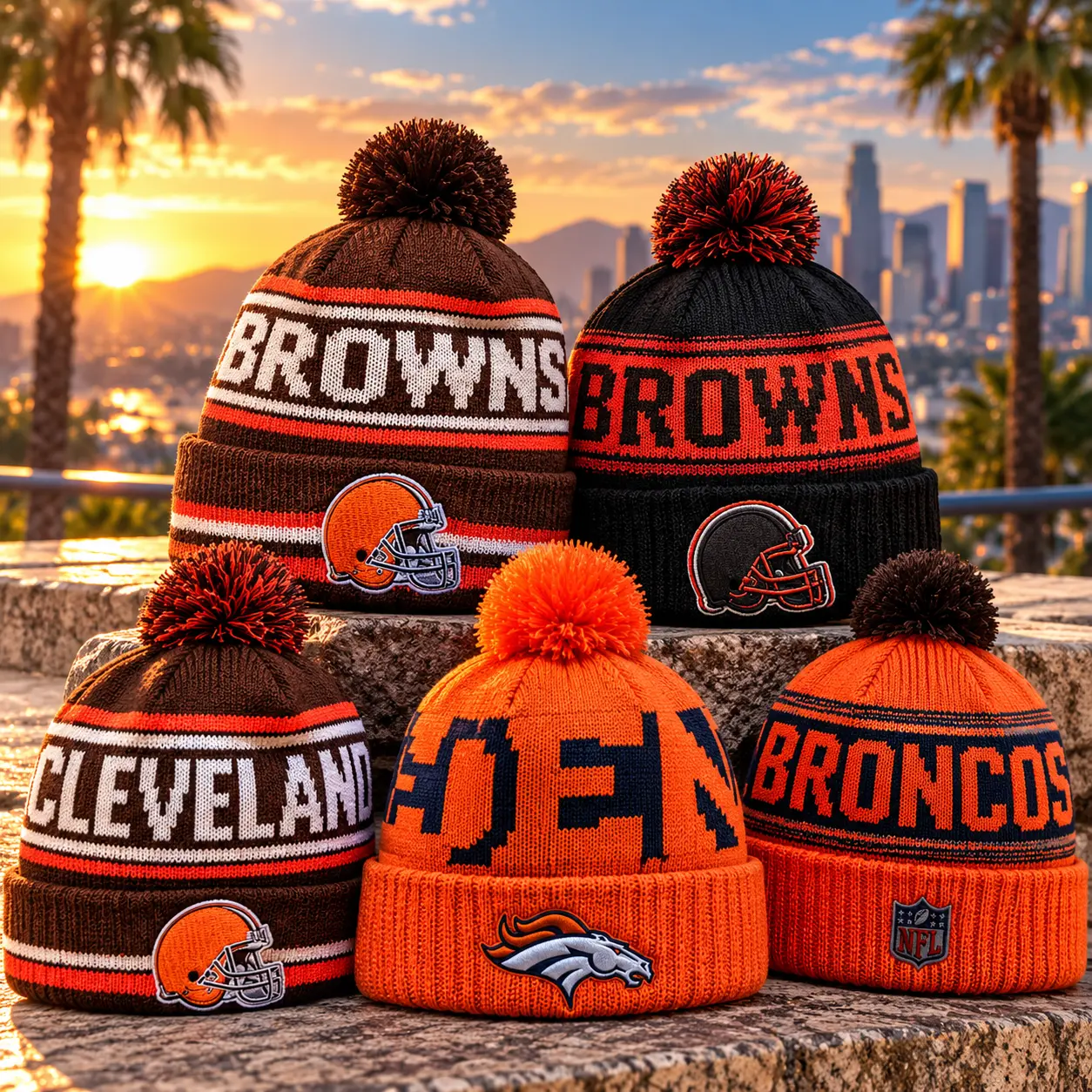 Team-Inspired Pom-Pom Winter Beanie – Cuffed Knit Hat for Cold Weather, One Size