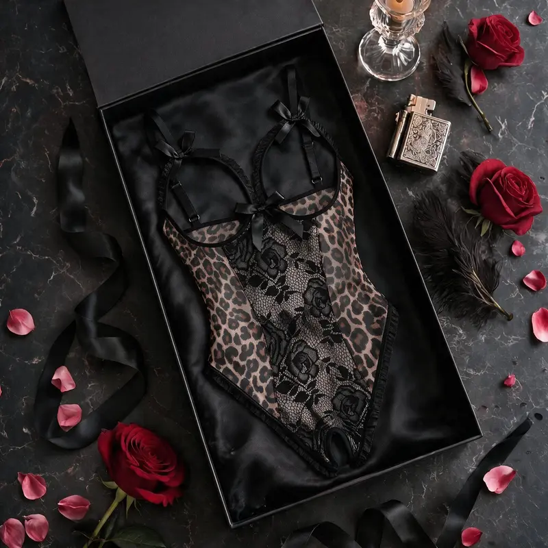 Avidlove Women's Backless Floral Lace Babydoll Mini Bodysuit with Cutout Bra & Adjustable Straps for Everyday & Bridal Wear Fitted Lingerie Piece Bride Gifts
