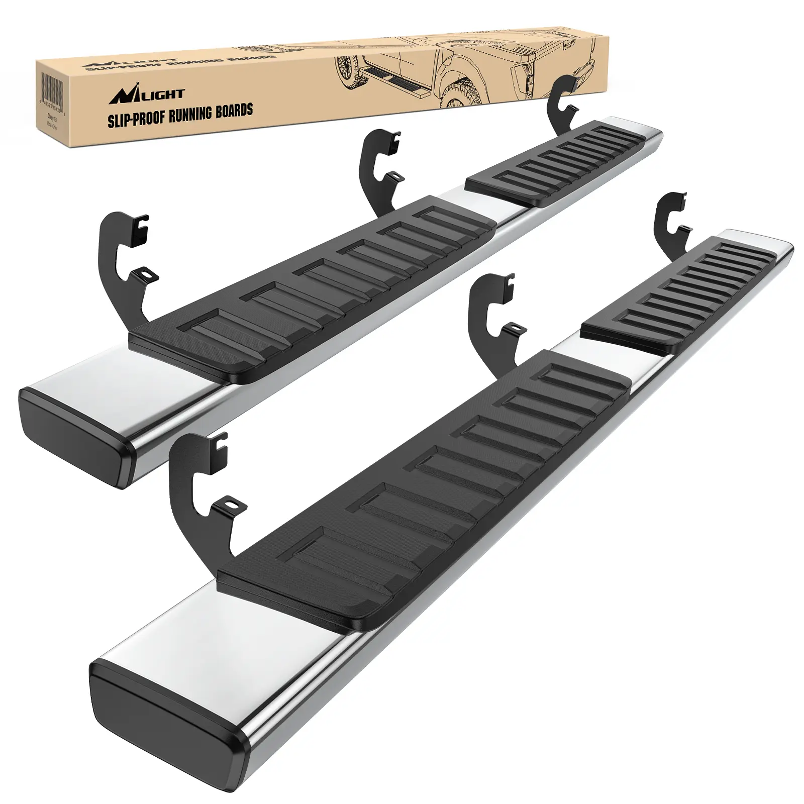 Nilight Running Boards for Silverado/GMC Sierra 1500 2019-2026 Crew Cab | for 2020-2026 Chevy Silverado /GMC Sierra 2500HD 3500HD 6 Inch Stainless Steel Bolt-on Side Step Nerf Bars