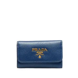 Pre-owned PRADA Calfskin Small Leather Goods Saffiano Leather Key Case