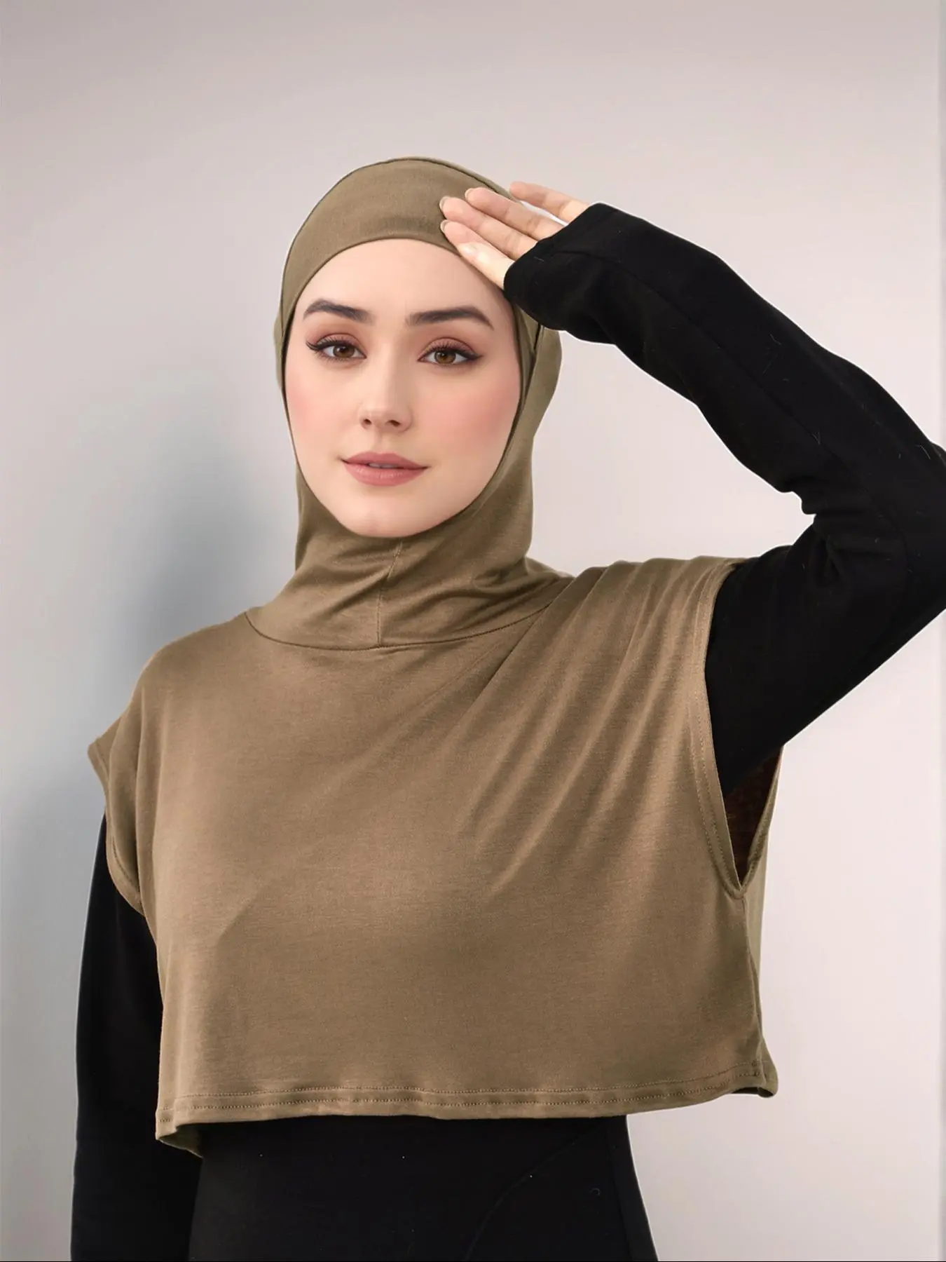 Women's Plain Hooded Hijab Scarf For Muslim, Modesty, Soft Breathable Fabric, Stretchy Design, Suitable for All Occasions, Elegant Jersey Material, Head Scarf