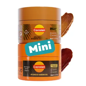 Mini Carroten Intensive + Gold Shimmer Tanning Gel | Travel Size Tan Accelerator & Body Bronzer | Non-Greasy, Water-Resistant | Carrot & Coconut Oil | Vitamin A & E For Hydration | 1.7 oz (Set of 2)