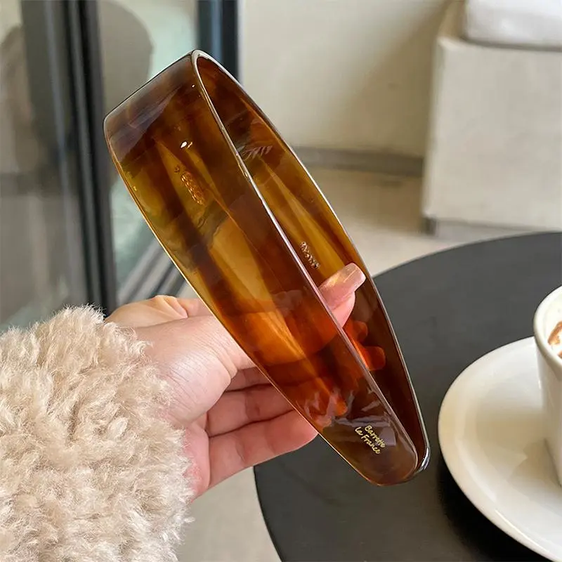 Handmade Tortoiseshell Hairband Simple Design Tortoise Shell Acetate Headband Luxury Design Non-Slip Hair Hoop Styling Decor