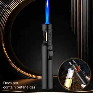 (Butane gas not included) Windproof jet flame lighter, 2-in-1 windproof lighter - Zinc alloy material, adjustable flame, torch-style lighter, portable lighter for camping, barbecue, and baking.