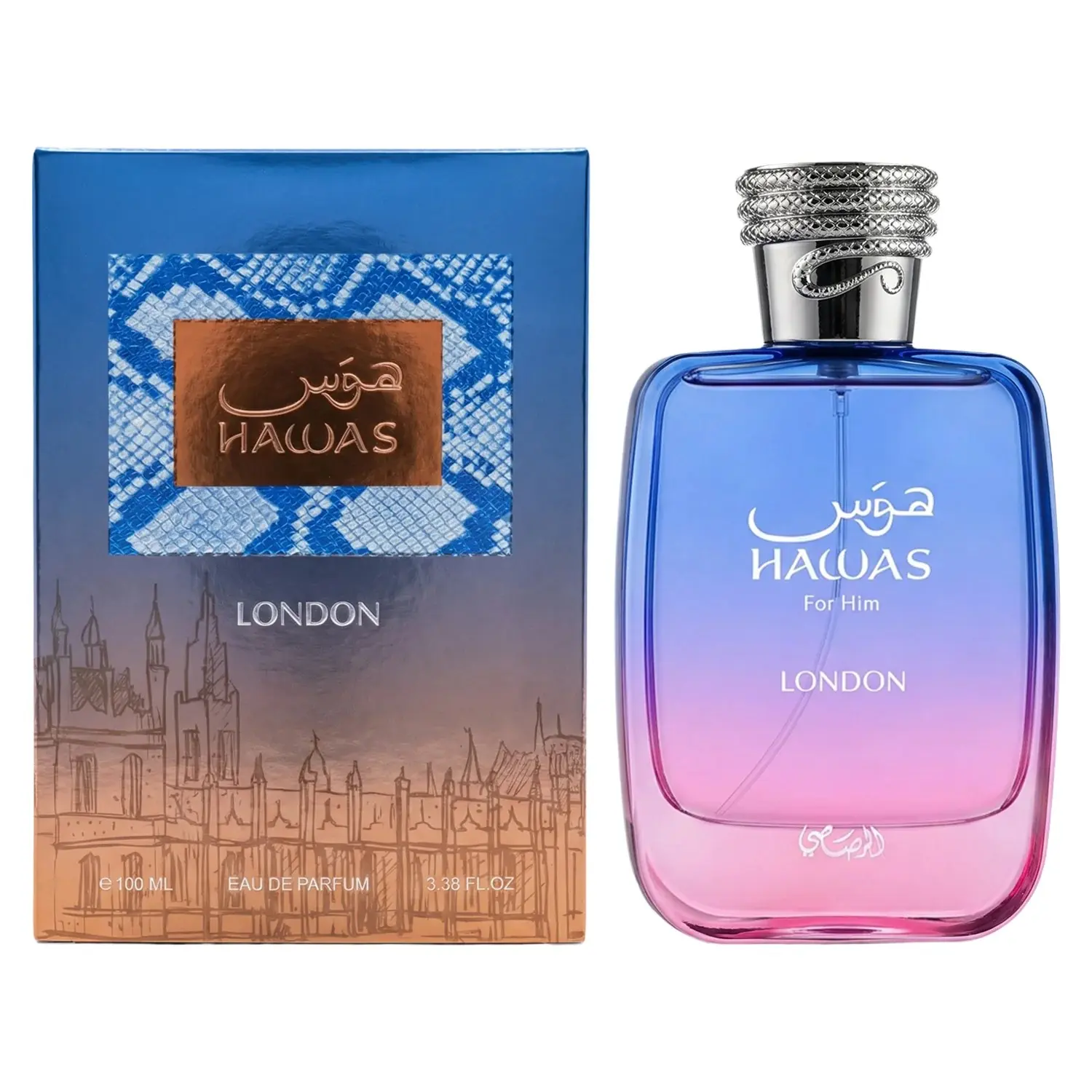 Rasasi Hawas London Alcohol-Based Eau de Parfum for Men, 3.4oz Signature Scent, Scented Perfume for Daily Wear