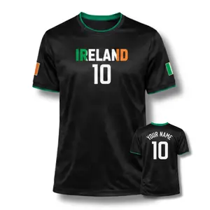 [Custom Name & Number] Ireland Black Football Fan Jersey, Haiti National Team Inspired Graphic Jersey, Haiti Flag Soccer Supporter Jersey, Caribbean Streetwear Football Jersey, Haiti Soccer Fan Graphic Tee, Retro Haiti Football Shirt, Island Soccer Jersey