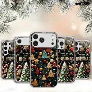 Snowflake Christmas tree, suitable for iPhone 17 16 15 14 13 12 11 8 7 X/Galaxy S Note models glass phone case, suitable for Thanksgiving, Christmas, holiday gifts, sharing, trendy, fashionable phone case - 975