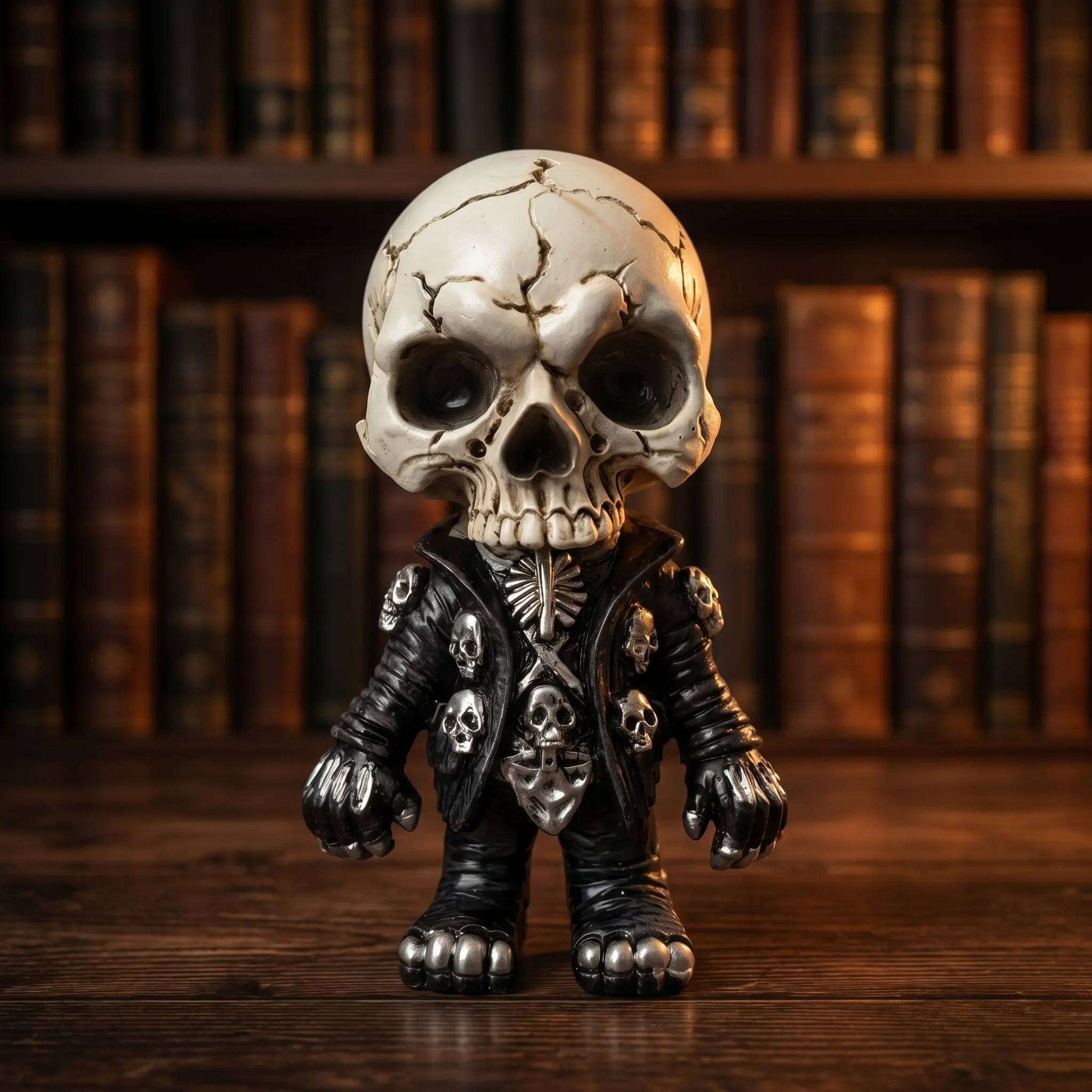 Halloween Skeleton Figurine, Resin Craft Decor, Resin Figure, Desktop Ornament, Home Decoration, Decorative Piece, Gift Idea, Skull Man in Leather Jacket, Statues